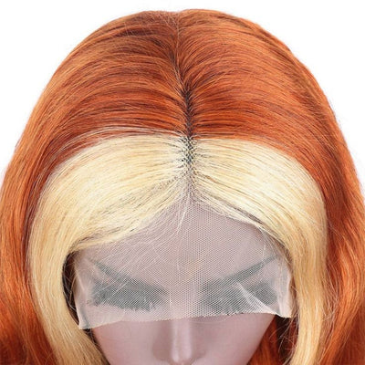 Ginger Color #613 Lace Front Skunk Stripe Wig 4x4 Lace Closure/13x4 Lace Front Straight  Human Hair Wig