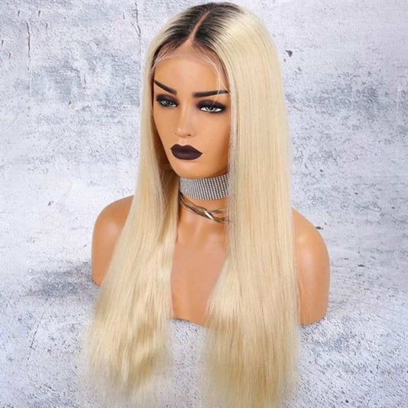 Upgradeu Honey Blonde Ombre Full Lace Wig 13x4 Lace Front Wigs Straight Wigs 30 Inch Long Colored Human Hair Wig 1B 613