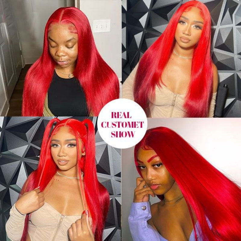 Upgradeu Red Lace Front Wigs Straight Wig 13x4 HD Lace Frontal Wigs Transparent Lace Wigs