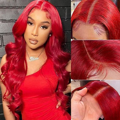 Upgradeu Red Lace Front Wigs Body Wave Wig 13x4 HD Lace Frontal Wigs Transparent Lace Wigs
