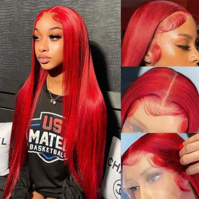 Upgradeu Red Lace Front Wigs Straight Wig 13x4 HD Lace Frontal Wigs Transparent Lace Wigs