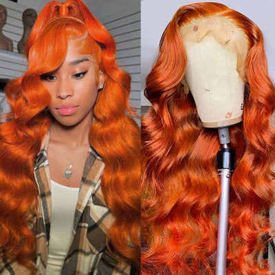 Body Wave/Straight Human Hair Wig Ginger Orange Color 13x6 Lace Front Wig