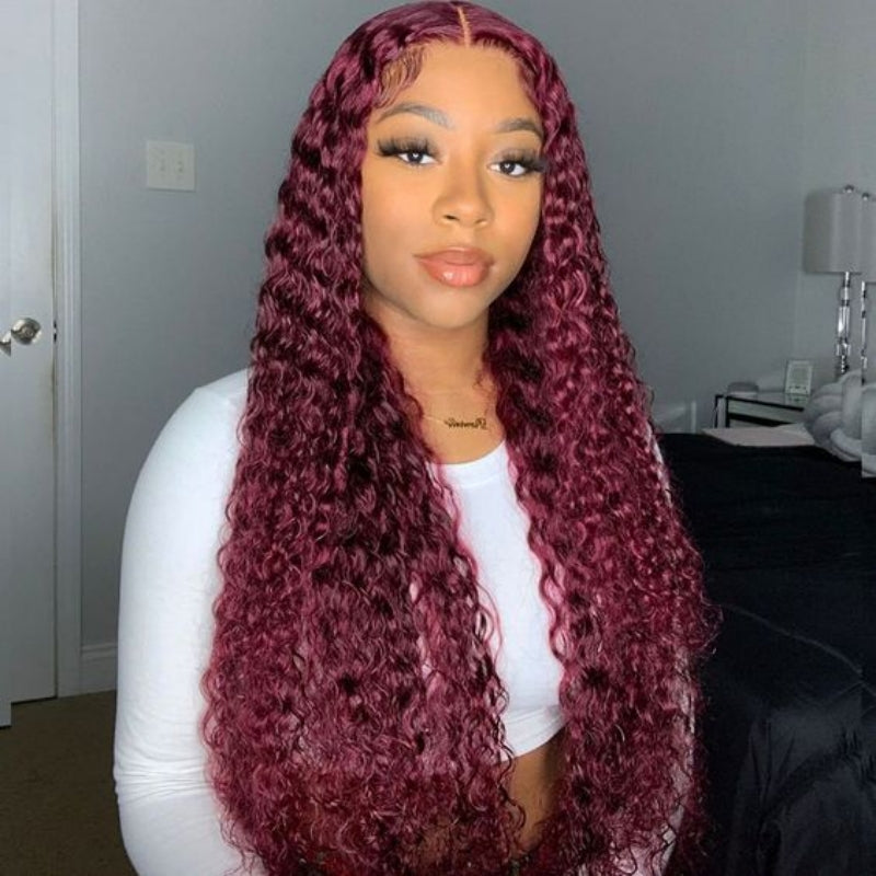 99J Burgundy Lace Front Wig Deep Wave Wig 13x4/13x6 Lace Frontal Real Human Hair Wig