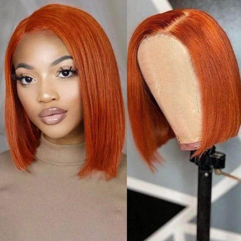 Ginger Bob Wig Glueless Lace Front Human Hair Straight Bob Pre Plucked Short Cut Virgin Hair Lace Wig