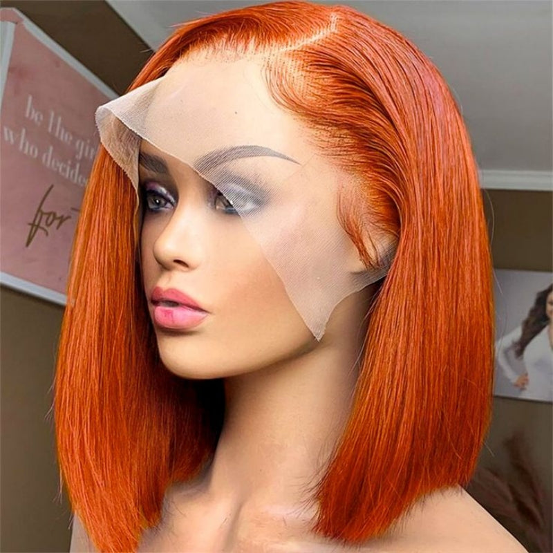 Ginger Bob Wig Glueless Lace Front Human Hair Straight Bob Pre Plucked Short Cut Virgin Hair Lace Wig