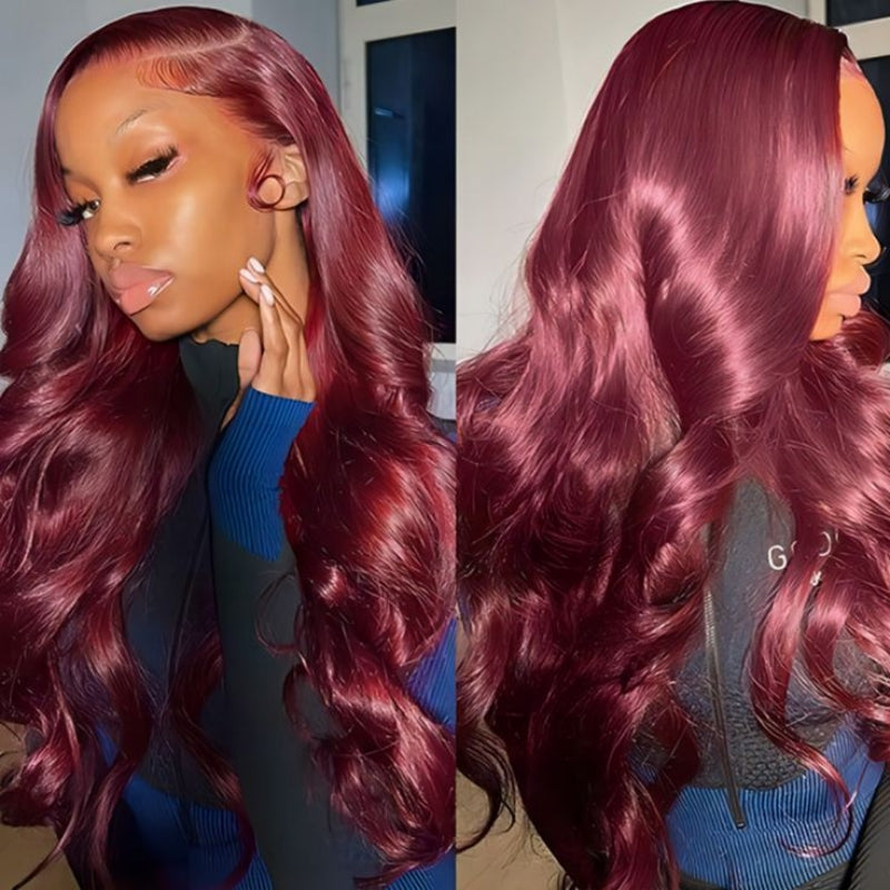 Body Wave 13x4 Burgundy Wig Human Hair 99j Burgundy Lace Front Wigs Human Hair Colored for Black Women