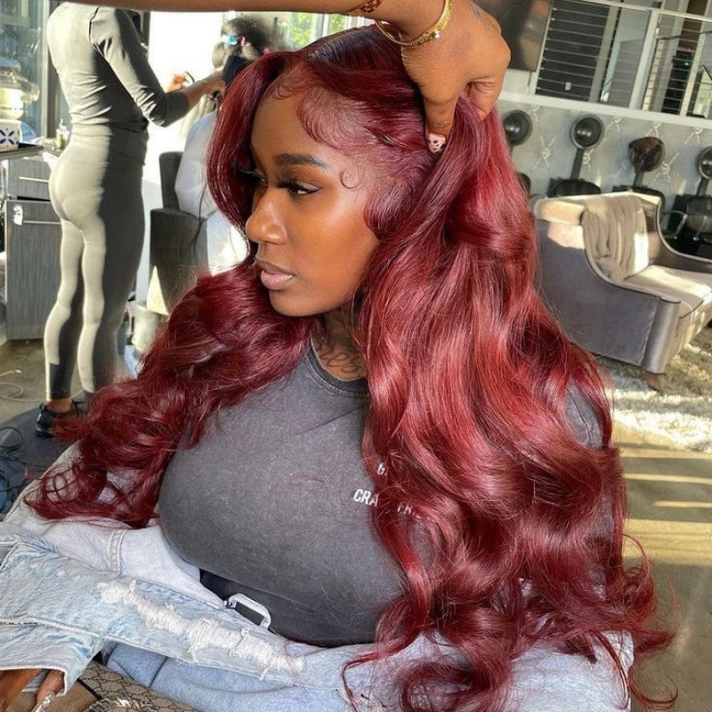 Body Wave 13x4 Burgundy Wig Human Hair 99j Burgundy Lace Front Wigs Human Hair Colored for Black Women