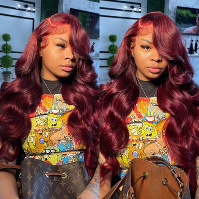 Body Wave 13x4 Burgundy Wig Human Hair 99j Burgundy Lace Front Wigs Human Hair Colored for Black Women