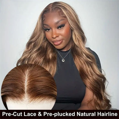 Honey Blonde Highlight Wig 5x5 HD Closure Wig Body Wave Human Hair Wig Upgradeuhair