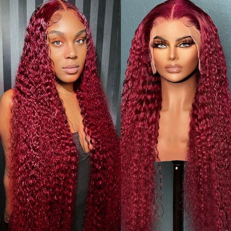 99J Burgundy Lace Front Wig Deep Wave Wig 13x4/13x6 Lace Frontal Real Human Hair Wig