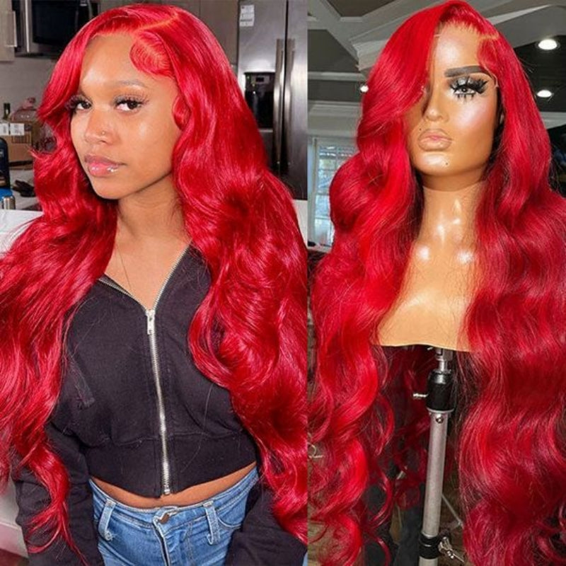 Upgradeu Red Lace Front Wigs Body Wave Wig 13x4 HD Lace Frontal Wigs Transparent Lace Wigs
