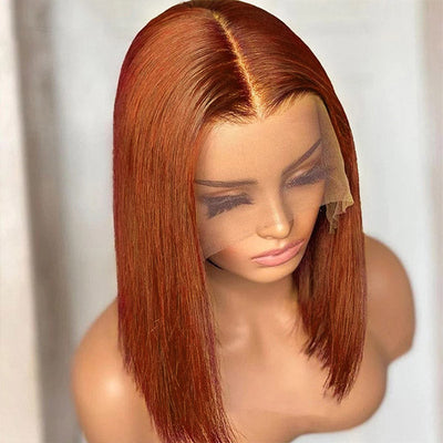 Ginger Bob Wig Glueless Lace Front Human Hair Straight Bob Pre Plucked Short Cut Virgin Hair Lace Wig