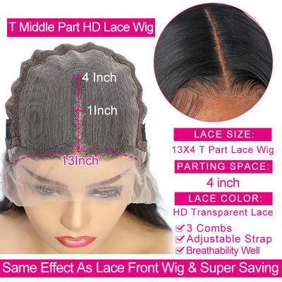 Lace Front Wigs Human Hair Straight T Part Lace Frontal Human Hair Wig for Black Women