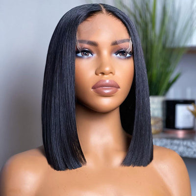 Straight Hair Short Bob Wig 4x4 Lace Closure 100% Virgin Human Hair Wigs-UpgradeuHair