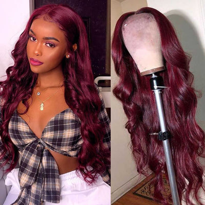 Burgundy Lace Front Wig HD Colored Lace Front Wigs 13x6 99J Body Wave virgin Human Hair Wigs