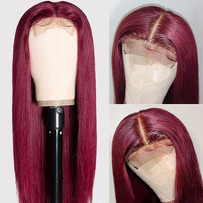 Upgradeu Hair #99J Burgundy 4x4 13x4 Lace Front Straight Human Hair Wig