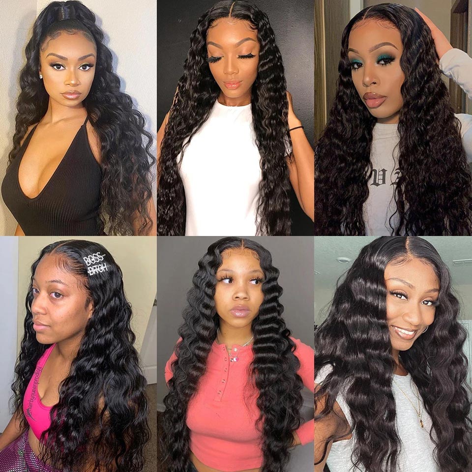 Upgradeu Hair 13x4 HD Lace Front Loose Deep Wave Human Hair Wig Preplucked With Natural Hairline