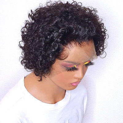 Pixie Cut Curly Hair Short Human Hair Lace Front Wigs Real Hair Wigs For Women
