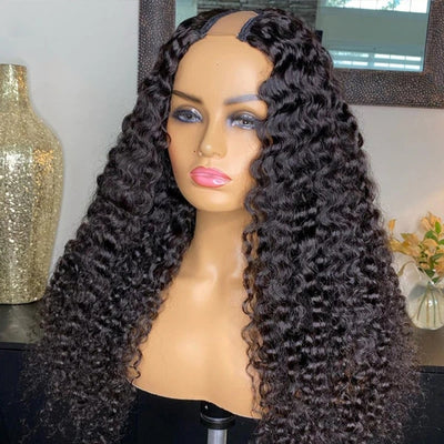 U Part Wig Brazilian Hair Glueless Deep Wave Wig 100% Human Hair U Part Wigs