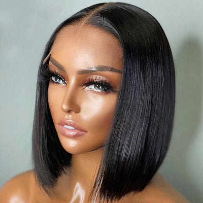 Straight Hair Short Bob Wig 4x4 Lace Closure 100% Virgin Human Hair Wigs-UpgradeuHair