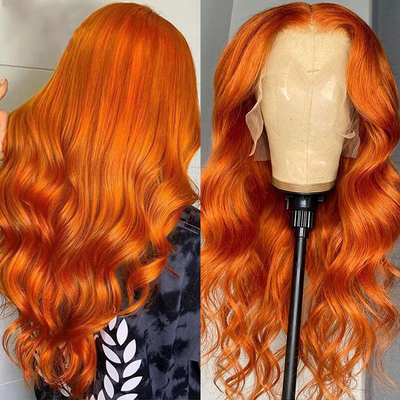 Body Wave Human Hair Wig Ginger Orange Color 13x4 Lace Front/4x4 Lace Closure Wig