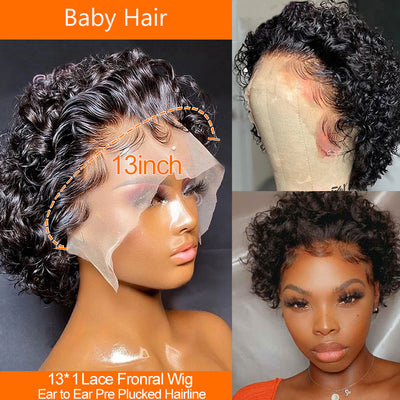 Pixie Cut Curly Hair Short Human Hair Lace Front Wigs Real Hair Wigs For Women