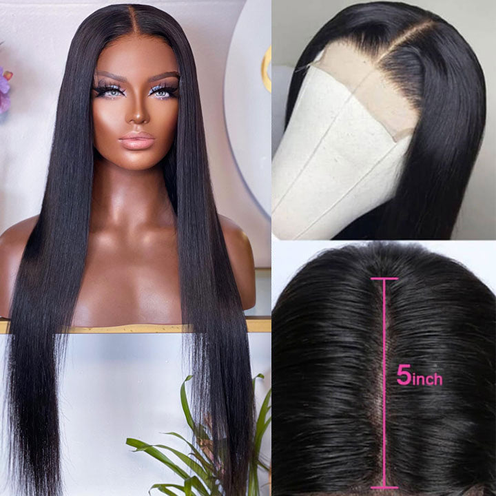 Straight Hair 5x5 Lace Closure Wigs Human Hair Glueless Lace Wigs HD Lace Closure Wigs Human Hair 180% Density