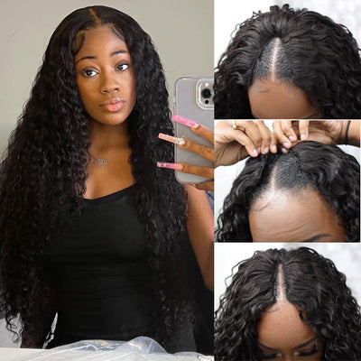 V Part Wig Natural Scalp Water Wave Human Hair Wigs Upgrade U part Wig No Leave out