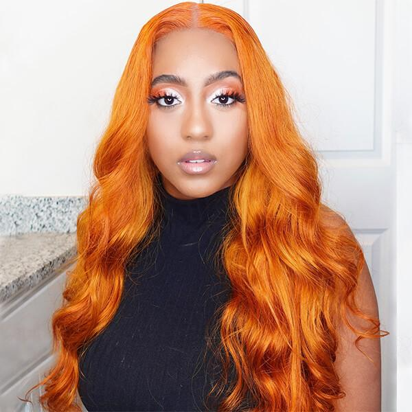 Body Wave Human Hair Wig Ginger Orange Color 13x4 Lace Front/4x4 Lace Closure Wig