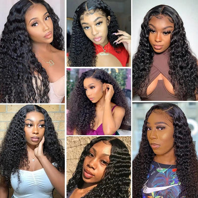 13x4 HD Lace Frontal Black Curly Hair Wig 100% Real Human Hair Wig Natural Pre Plucked Headline