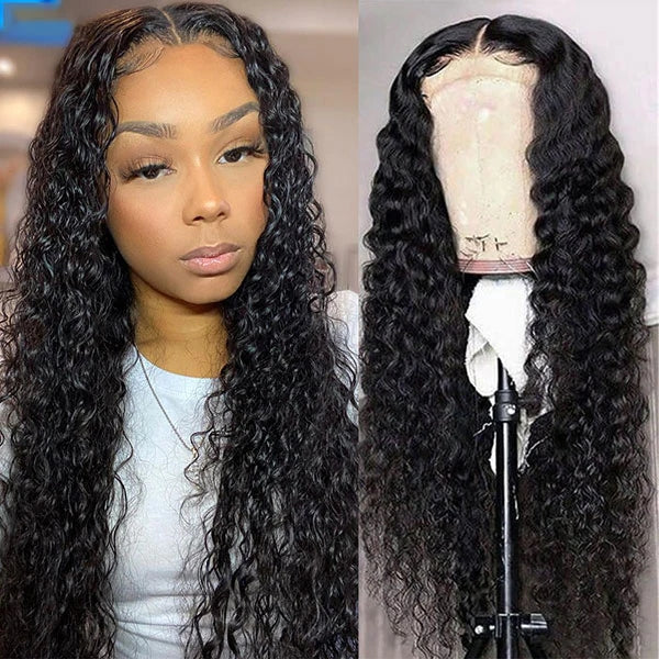 5x5 Lace Closure Wig Deep Wave Human Hair Wig Preplucked With Natural Hairline