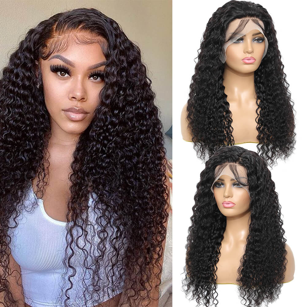 Deep Wave Lace Frontal Human Hair Wig Preplucked With Natural Hairline
