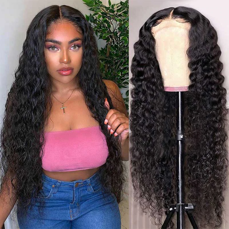 Upgradeu Hair 4x4 Lace Closure Wig Kinky Curly Human Hair Wig Preplucked With Natural Hairline