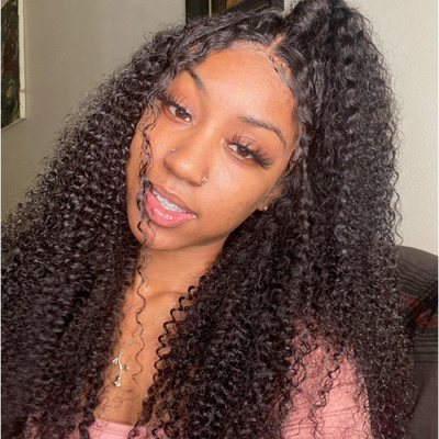 Upgradeu Hair 13x4 Lace Front Kinky Curly Human Hair Wig Preplucked With Natural Hairline