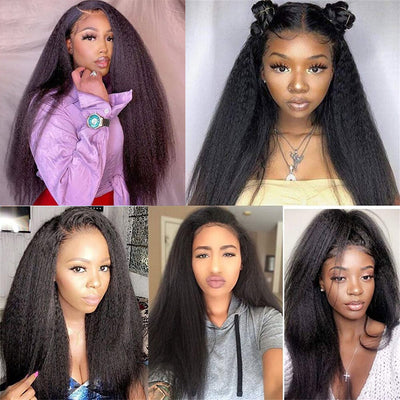 Upgradeu Hair 13x4 Lace Front Kinky Straight Human Hair Wig Preplucked With Natural Hairline