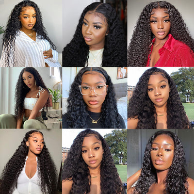 Deep Wave Lace Frontal Human Hair Wig Preplucked With Natural Hairline