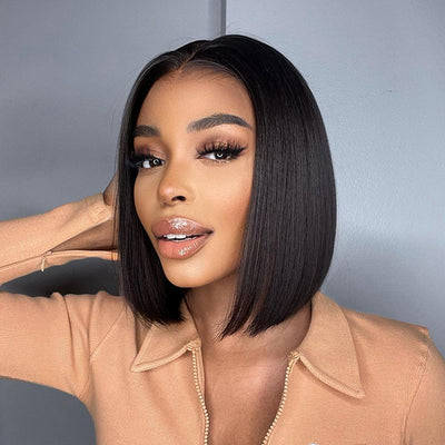 Straight Hair Short Bob Wig 4x4 Lace Closure 100% Virgin Human Hair Wigs-UpgradeuHair