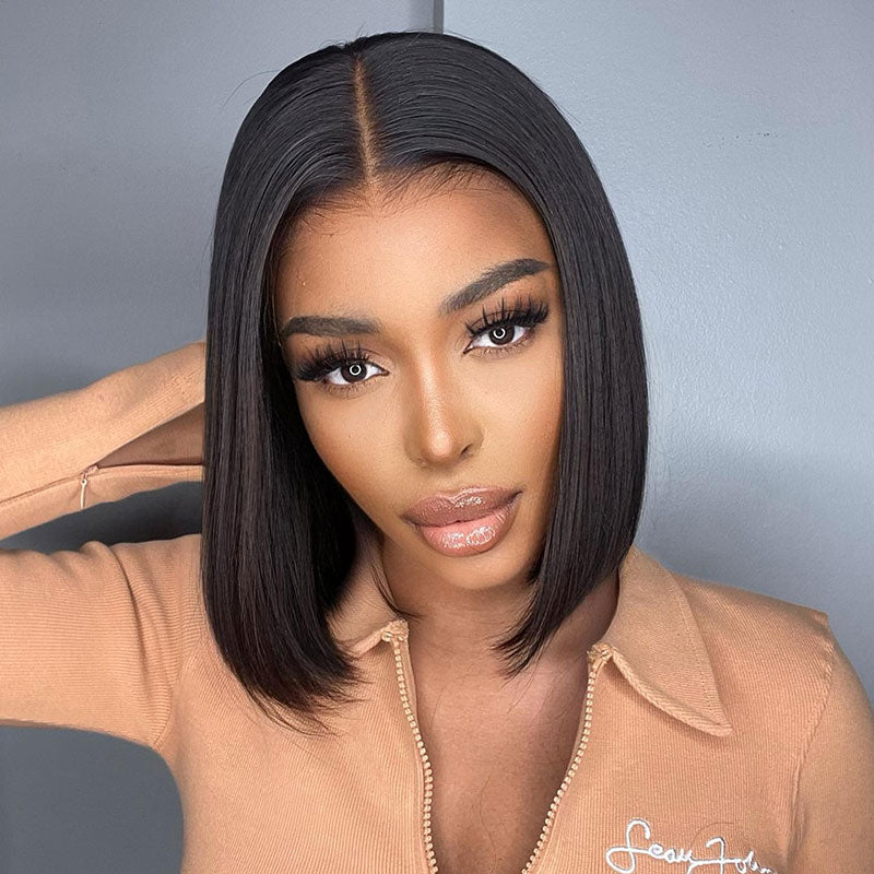 Straight Hair Short Bob Wig 4x4 Lace Closure 100% Virgin Human Hair Wigs-UpgradeuHair