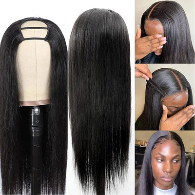 U Part Wig Brazilian Hair Glueless Straight Wig 100% Human Hair U Part Wigs