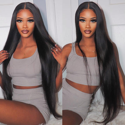 Upgradeu Hair 4x4 Lace Closure Wig Silky Straight Human Hair Wig Preplucked With Natural Hairline