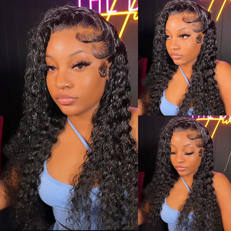 Upgradeu Hair Water Wave Human Hair Lace Front Wigs Preplucked With Natural Hairline